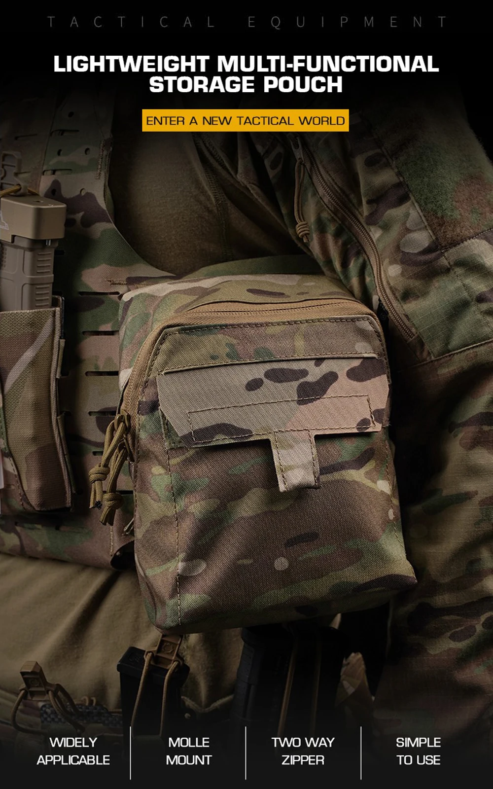 Bolsa táctica MOLLE con diseño compacto