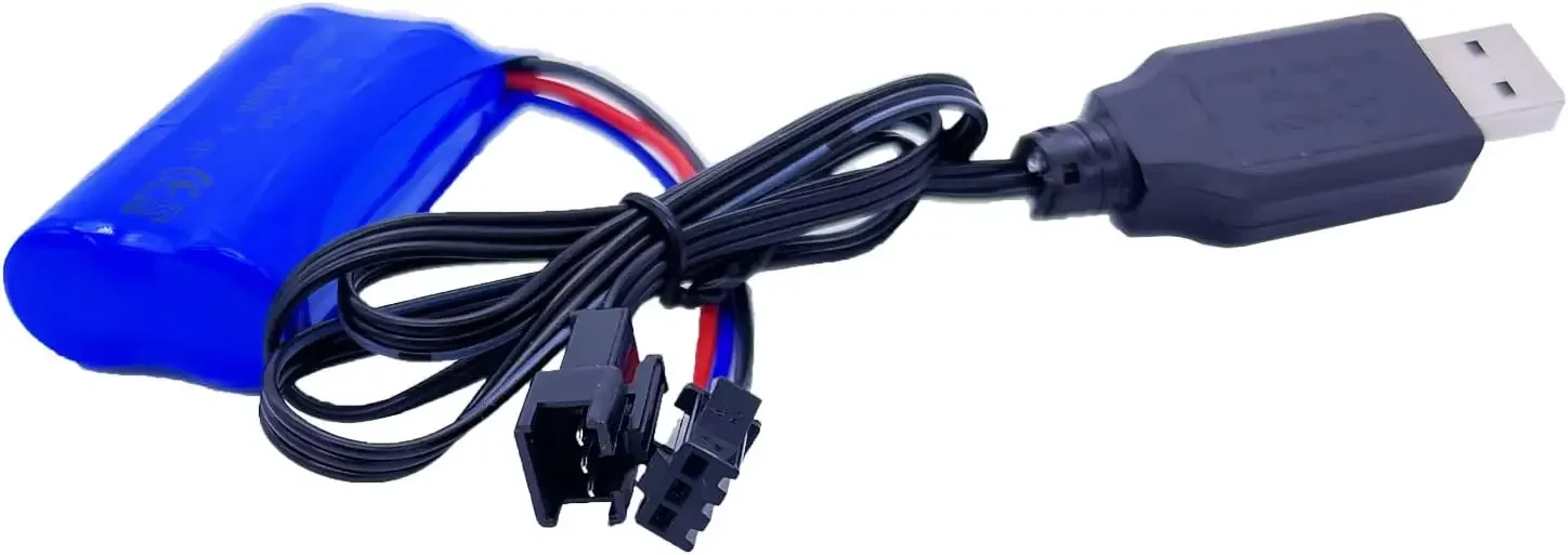 7,4 V 600mAh 14500 batería de iones de litio enchufe de SM-3P para Huina 1567/1568/1569 RC cargador/camión volquete/bulldozer camiones de juguete de construcción - imagen 5