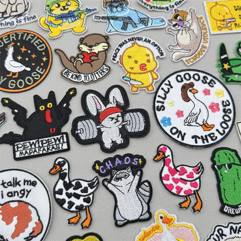 Parches bordados con plancha de pato divertido para ropa, parches bordados de animales de Hip Hop para chaqueta, insignia, pegatinas decorativas para mochila