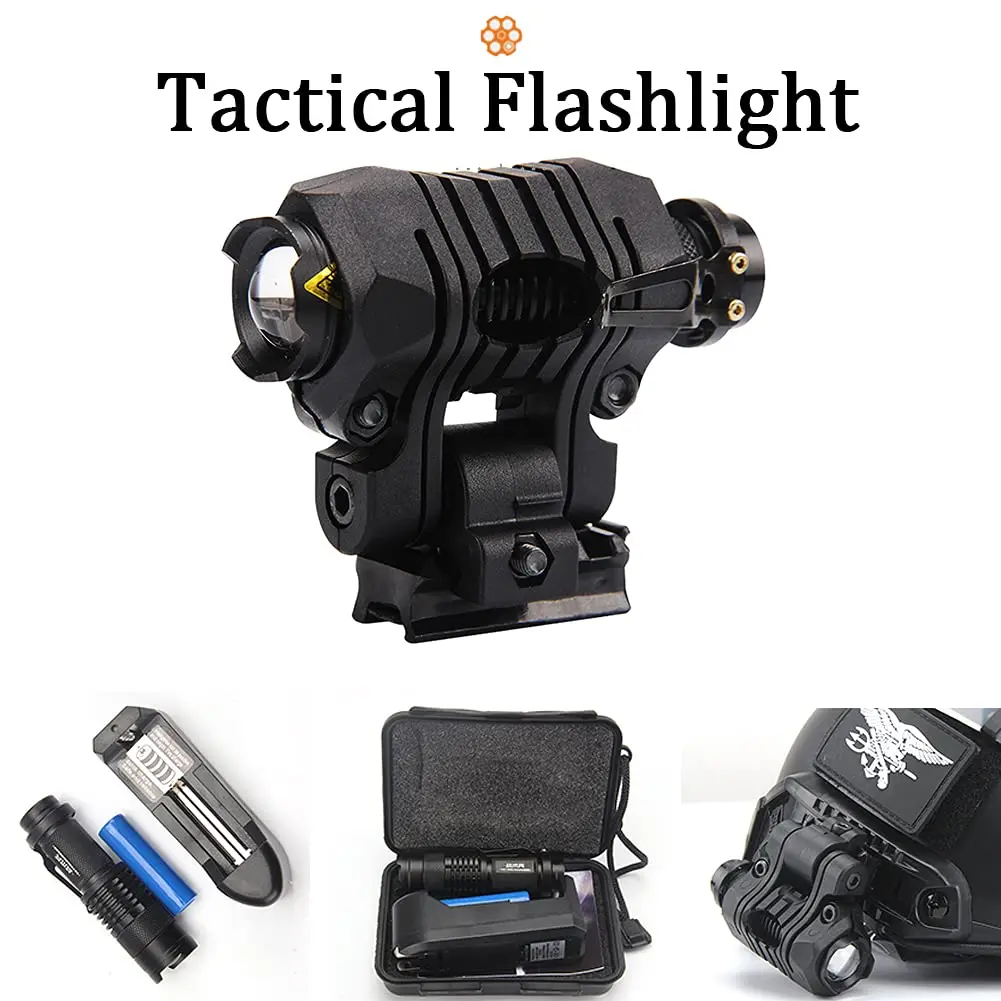 Juego de casco táctico con máscara protectora para exteriores, gafas de montaje NVG, linterna táctica para Airsoft, tiro de Paintball - imagen 4