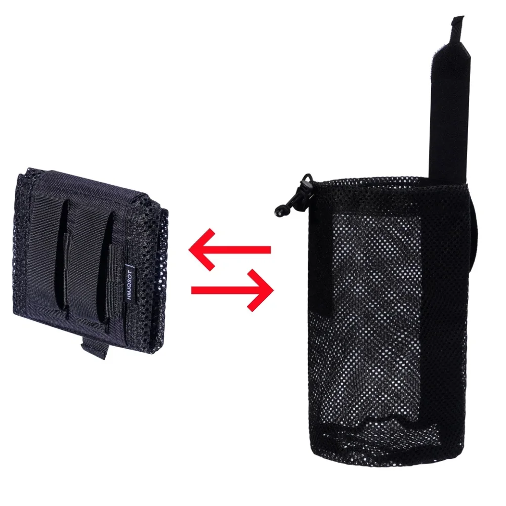 Bolsa táctica MOLLE de malla para volcado, bolsa con cordón para montaje en cinturón, plegable, Flexible, duradera, con gancho y bucle, desplegable - imagen 2