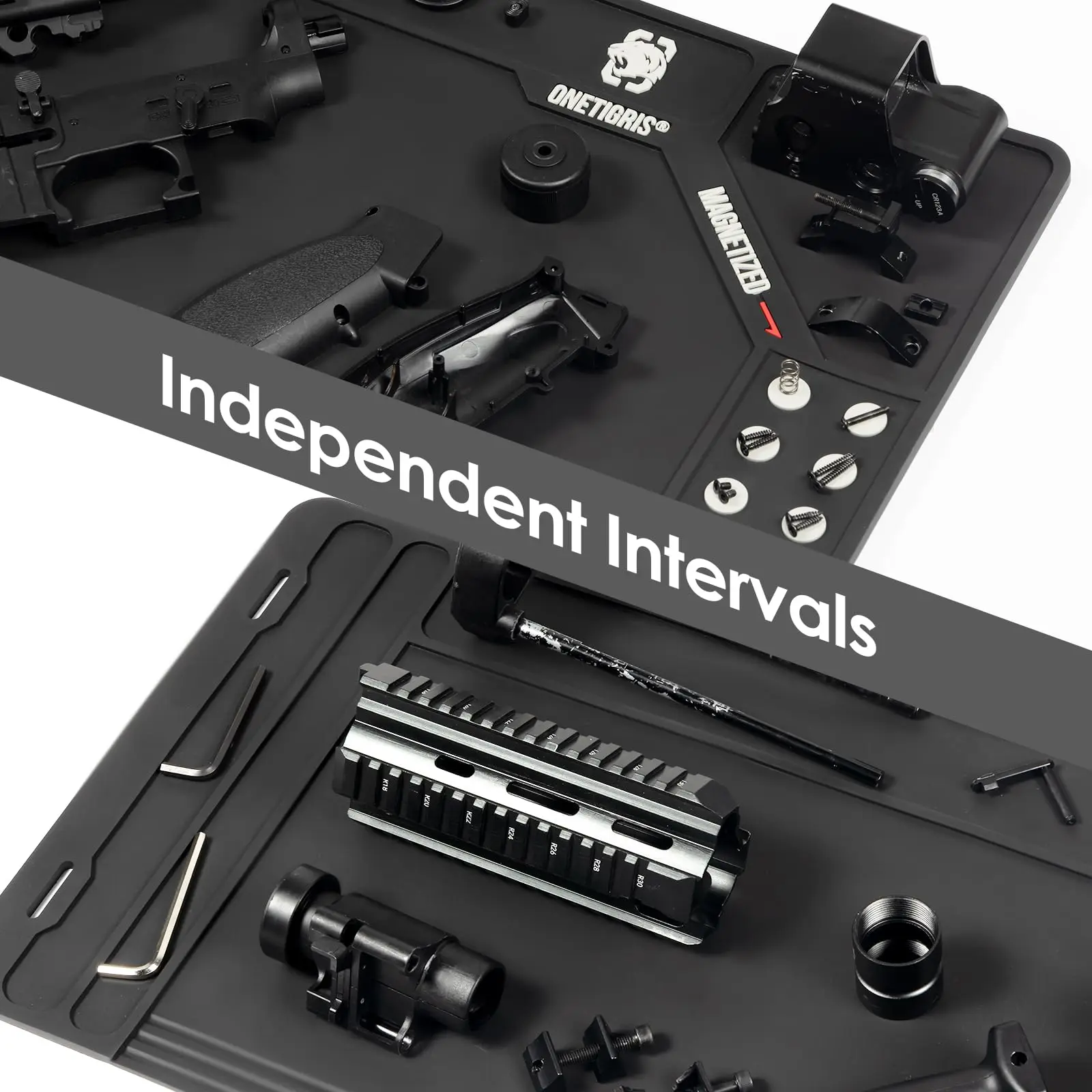 Estera de limpieza para pistola, estera para pistola y Rifle con puntos magnéticos, antideslizante, resistente al aceite con piezas organizadoras magnéticas, estera de goma - imagen 4