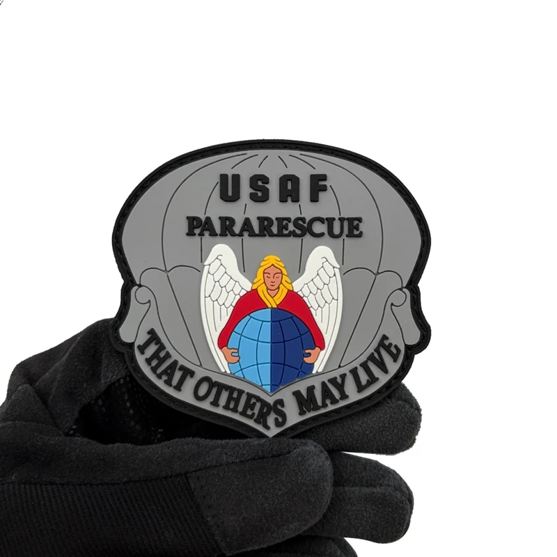 Parche luminoso de gancho y bucle de PVC de rescate USAF, parches de accesorios de ropa, insignia moral al aire libre, insignias tácticas para mochila - imagen 2