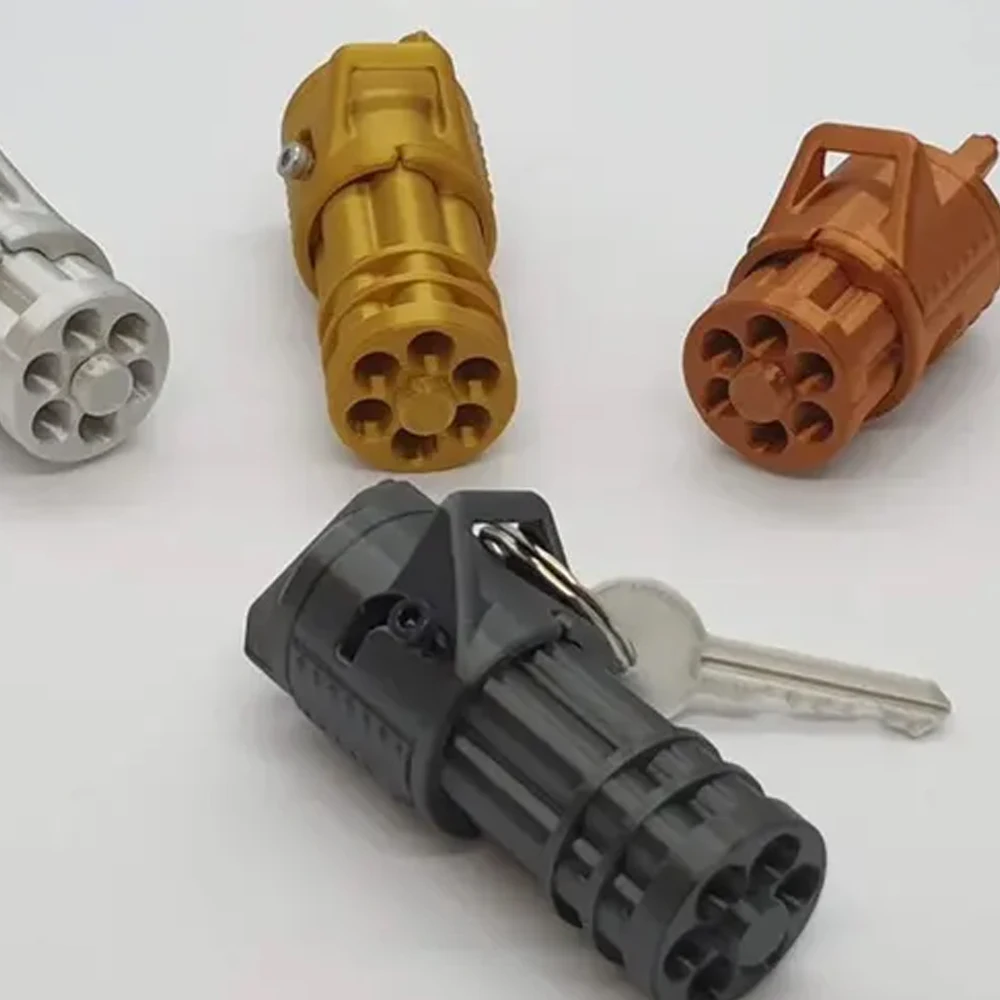 Mini llavero de pistola Gatling funcional, llavero de juguete BB Blaster, juguetes de tiro de bala BB, llavero impreso en 3D, juguete de descompresión - imagen 3