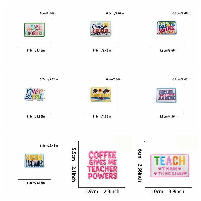 10 Uds. Venta al por mayor de sombreros, chaquetas bordadas DIY, parche con eslogan de letras Personal, parches para planchar para ropa, insignias para coser, parche de dibujos animados - imagen 5