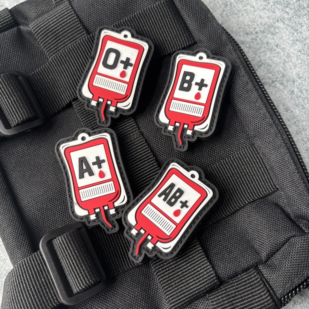 Parche táctico Blood Group "A + B + AB + O +", emblema de gancho y bucle de PVC, insignia de moral militar, nueva brazalete adhesivo, pegatinas para mochila - imagen 3