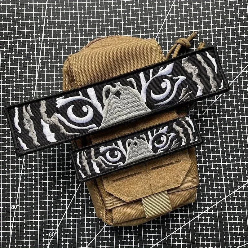 Parche largo a rayas de tigre, parche militar de Velcros, cierre de gancho y bucle, insignia de moral bordada táctica para mochila Molle - imagen 3