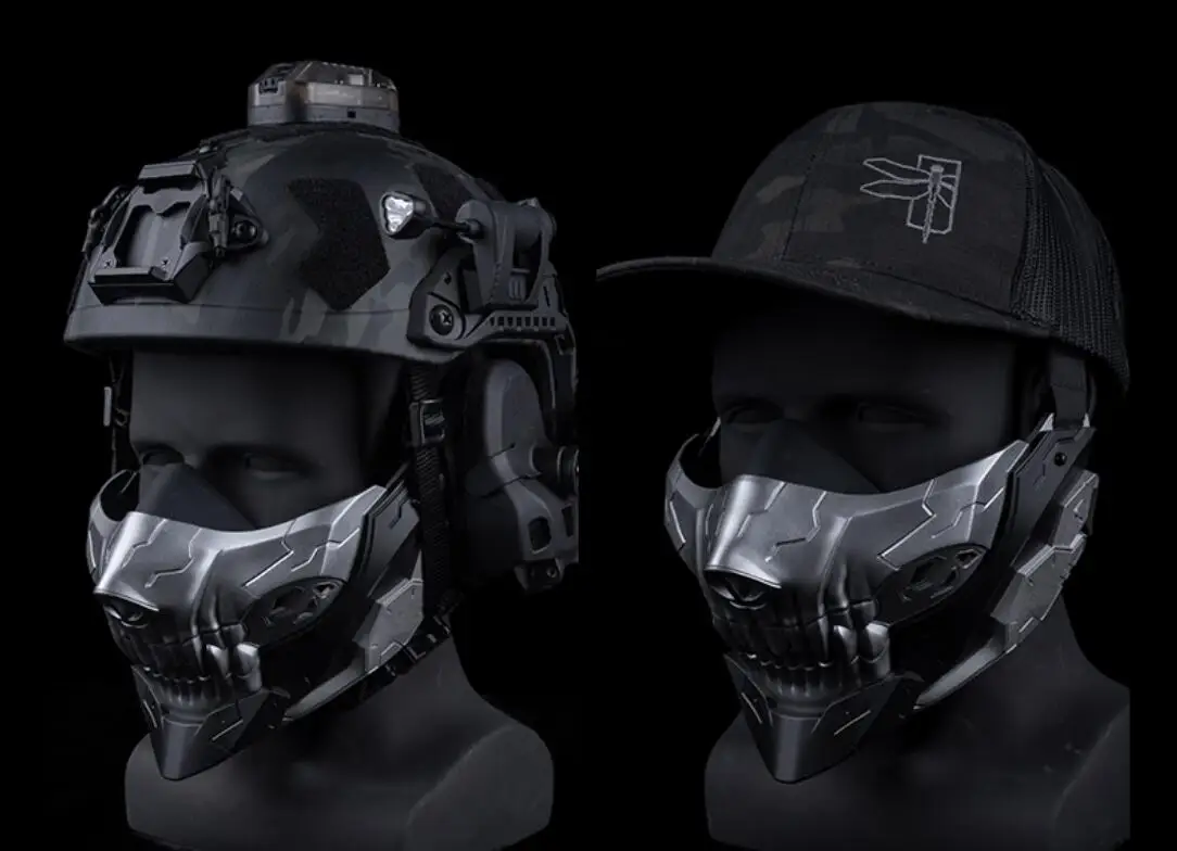 Máscara de media cara con calavera rebelde y agujeros transpirables CS, máscara de Cosplay para deportes al aire libre, accesorios de caza - imagen 4