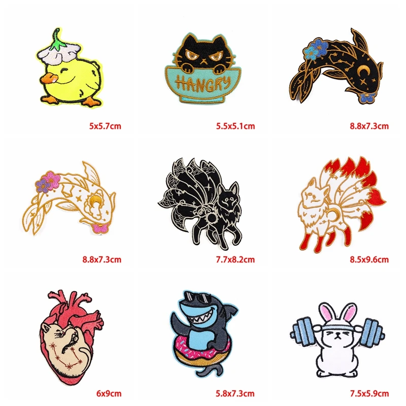 5 unids/lote parche bordado de conejos y zorro de dibujos animados DIY animales lindos parches para planchar para ropa chaquetas pegatinas de costura apliques - imagen 3