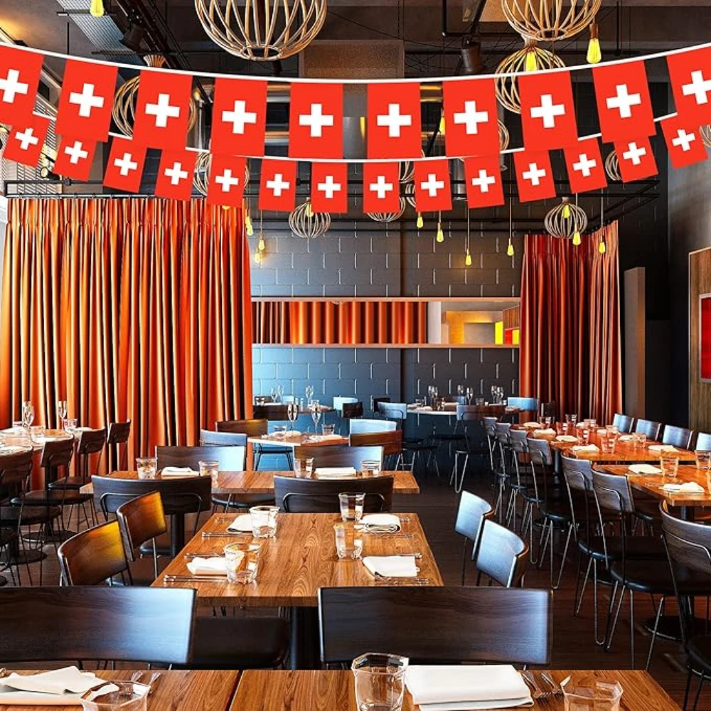 14x21cm20 unids/set banderines de Suiza banderines banderín de cuerda bandera suiza banderines Festival fiesta vacaciones - imagen 4