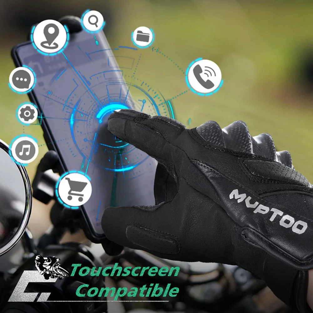 Guantes de ciclismo con pantalla táctil de cuero para Motocross, carreras, MTB, bicicleta de montaña, motocicleta, deportes de bicicleta, senderismo, equipo antideslizante para hombres y mujeres - imagen 5