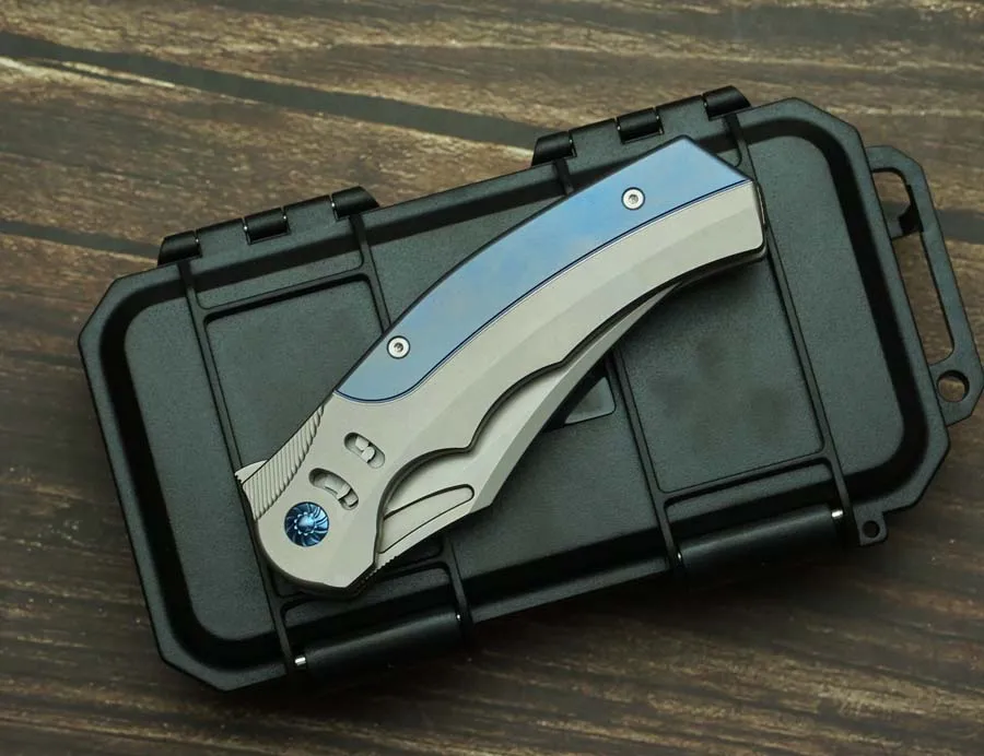 Cuchillo plegable táctico LEMIFSHE hoja M390 mango titanio - imagen 5