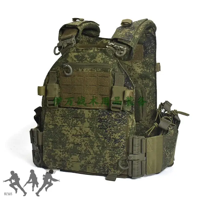 Táctico repelente al agua nylon corte láser MOLLE ruso pequeño verde camuflaje EMR chaleco táctico y bolsa de placa trasera - imagen 2