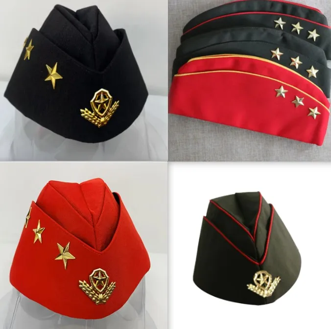 Sombrero de barco de baile de marinero ruso, gorra negra, verde y roja, boina de Cosplay - imagen 3