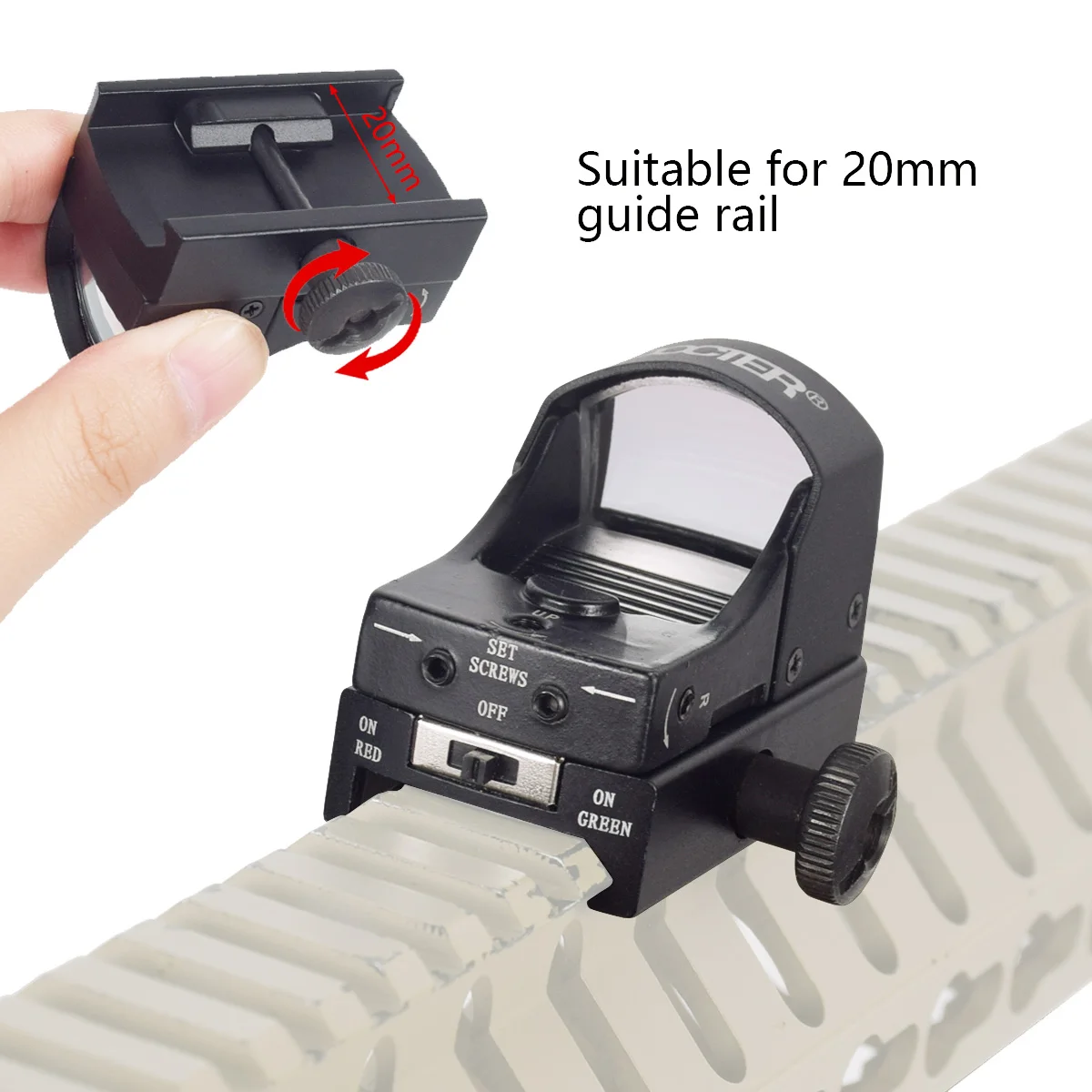 Mini colimador de punto rojo 3MOA, mira holográfica reflejo compatible con montaje en riel de 20mm para pistola Airsoft, accesorios de caza - imagen 4