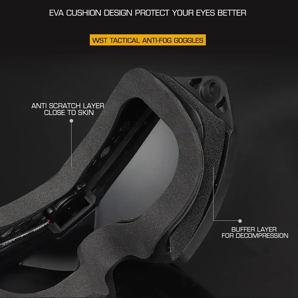 Gafas tácticas antiniebla, antigolpes, con ventilación de ventilador, modo Dual para interior y exterior, escena, Airsoft, Paintball, casco de esquí - imagen 5