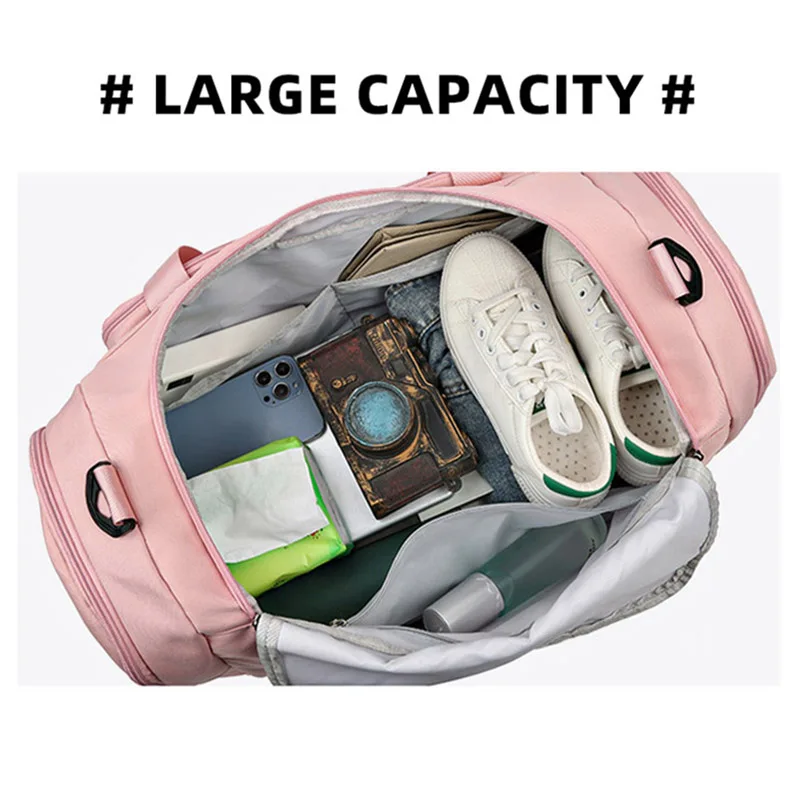 Bolso grande para Fitness, bolso deportivo para mujer, zapatos secos y húmedos, bolsillo, bandolera de un solo hombro, natación, Yoga, gimnasio, mochila de viaje - imagen 5