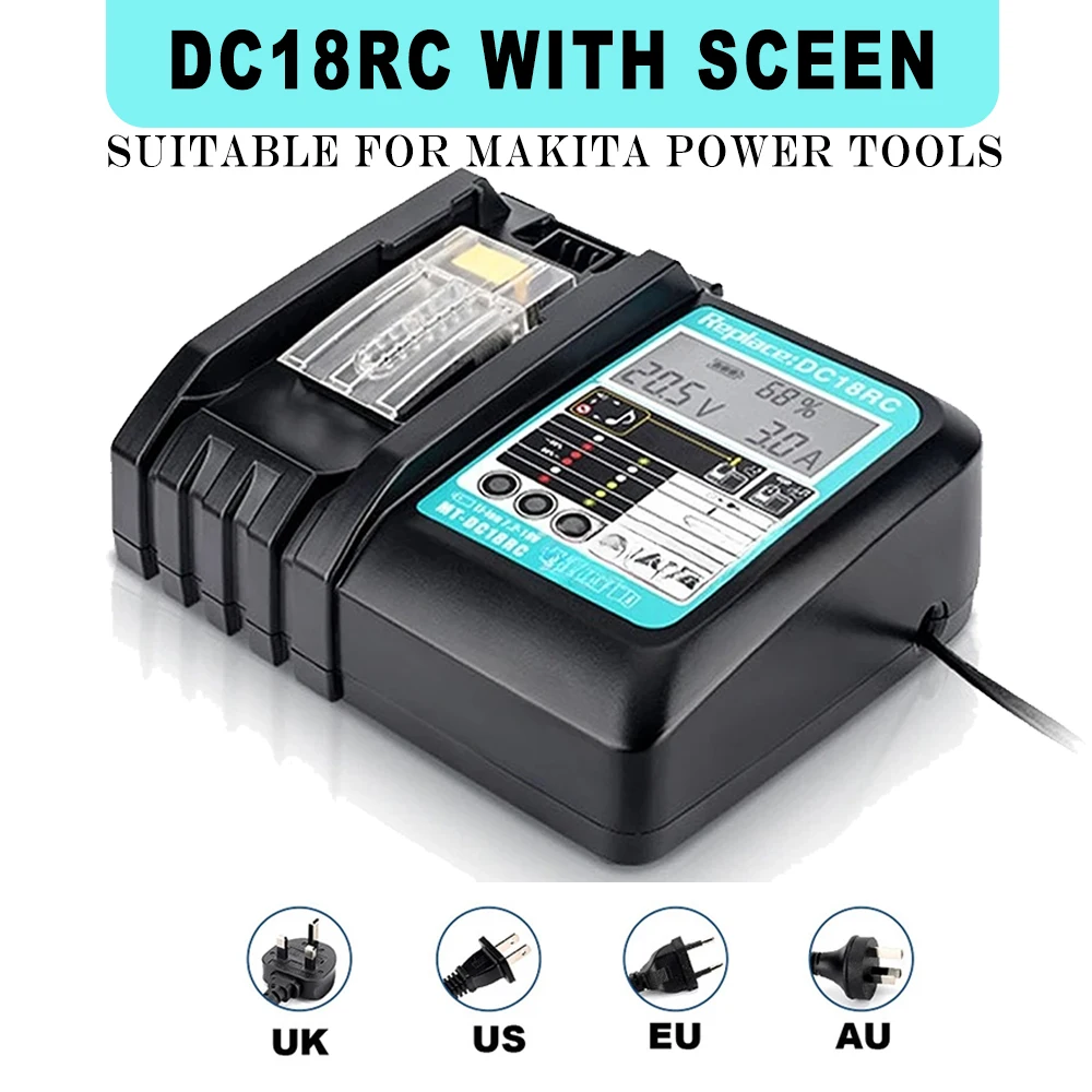 Cargador de batería de iones de litio DC18RC 3A para Makita 14,4 V -18 V BL1860B,BL1850B,BL1840,BL1830,BL1820,BL1415,BL1440 cargador de herramientas eléctricas