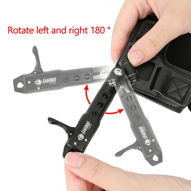 Mordazas de liberación de muñeca con arco compuesto de tiro con arco, mordazas giratorias de 360 ° para mano L & R, cerrado automáticamente, ajuste de la longitud de la palanca de la muñeca - imagen 4