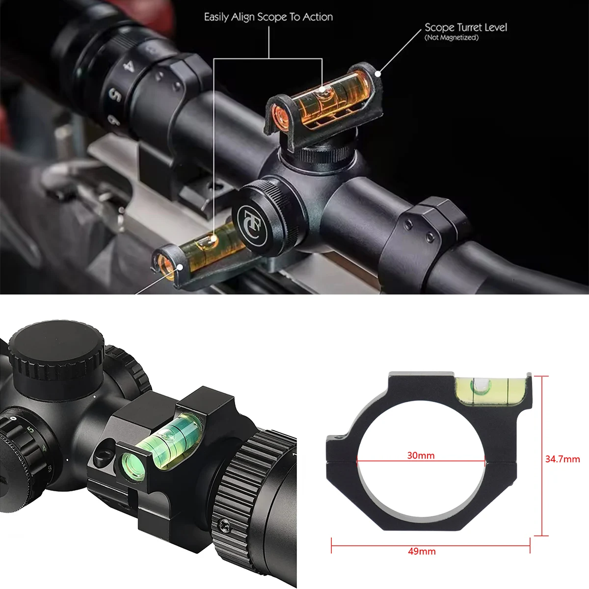 Mira telescópica táctica, medidor de burbuja, equilibrio de nivel para anillo de 25,4mm, 30mm, riel Picatinny de 20mm, adaptador de alcance para Rifle de caza