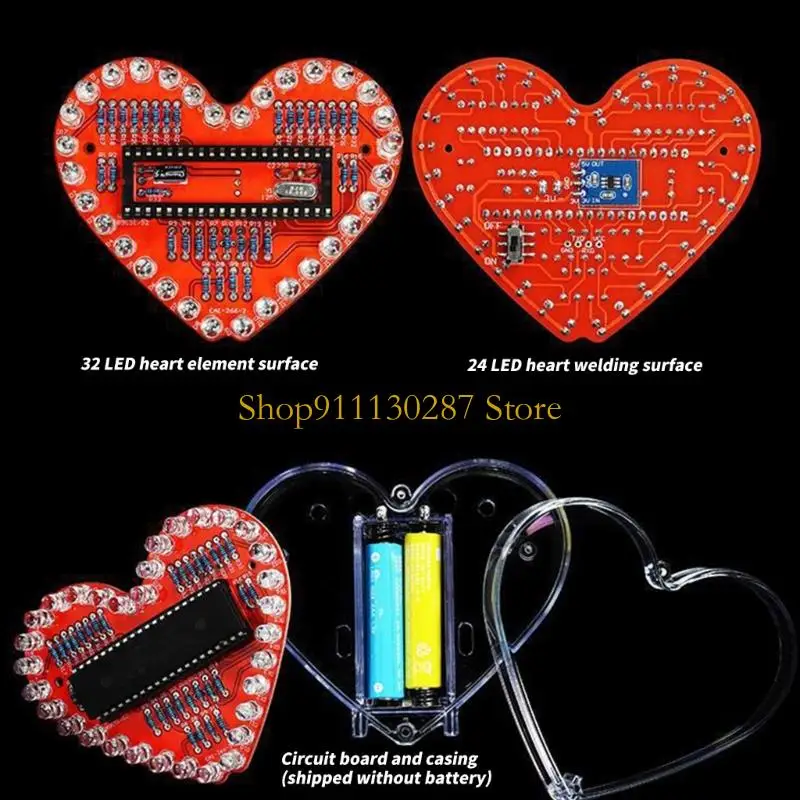 Placa circuito corazón J1HC para electrónica, soldadura potencia ampliable para principiantes, 5V - imagen 4