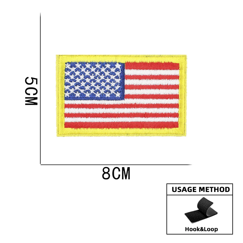 Parche bordado de bandera nacional, parche militar táctico de EE. UU., insignias de gancho, parches decorativos para chaqueta y mochila - imagen 3