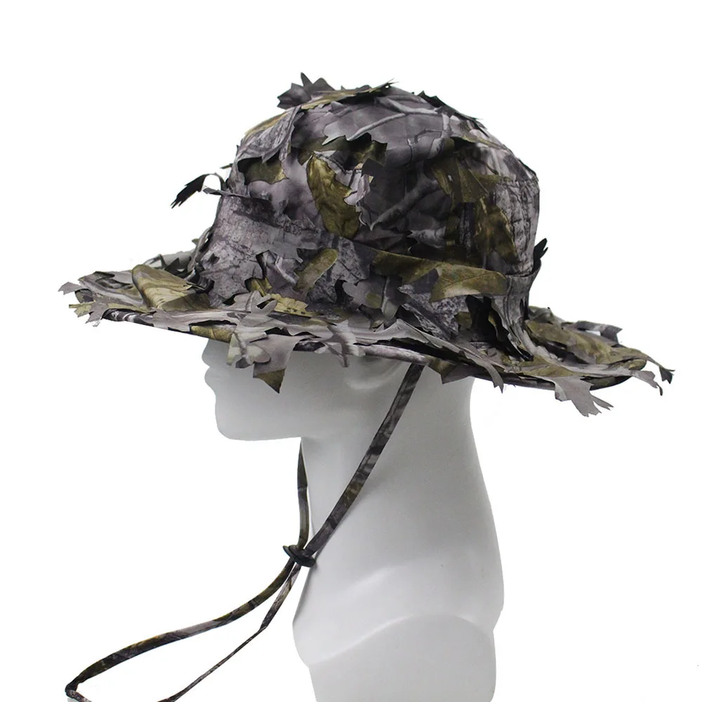 Sombreros Boonie de camuflaje para hombre, gorra táctica de camuflaje con hojas 3D, gorras Ghillie, sombreros de francotirador, sombrilla de pesca, accesorios de caza - imagen 5