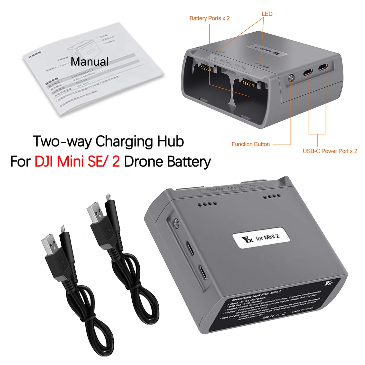 El más nuevo cargador de batería inteligente rápido con puerto USB cargador de batería para DJI MINI 2/MINI Drone Hub de carga de batería - imagen 4