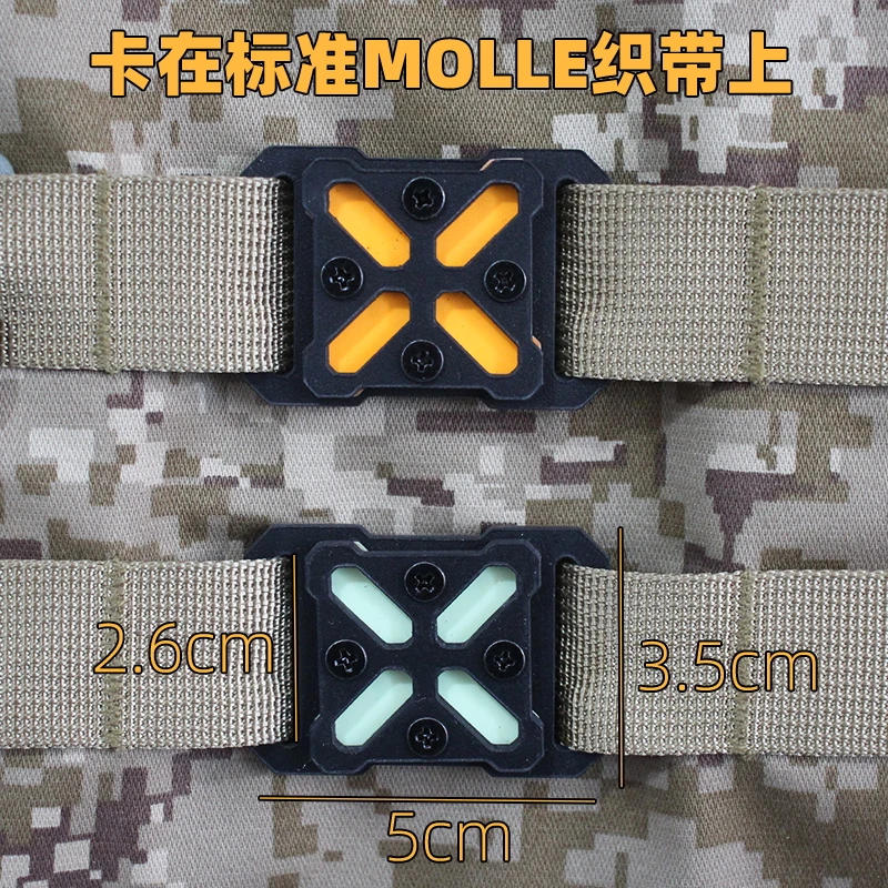 Mochila táctica con logo X, Clip Molle, correas luminosas reflectantes, accesorios DIY, hebilla táctica ABS - imagen 3