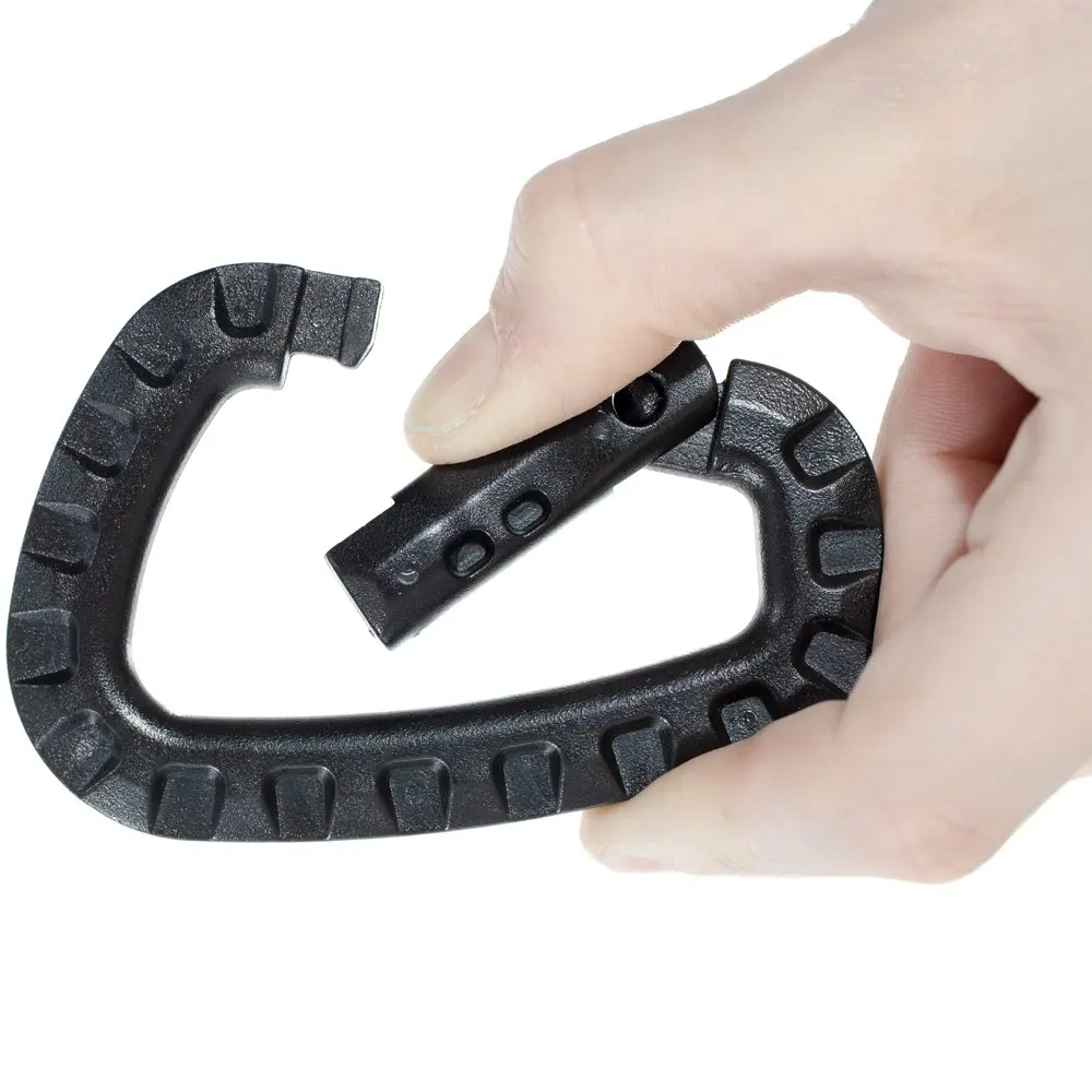 LLavero de mosquetón táctico de 6 piezas, anillos en D, Clip de engranaje a presión de resorte, ganchos de utilidad, hebilla colgante para mochila, Camping al aire libre, viaje - imagen 4