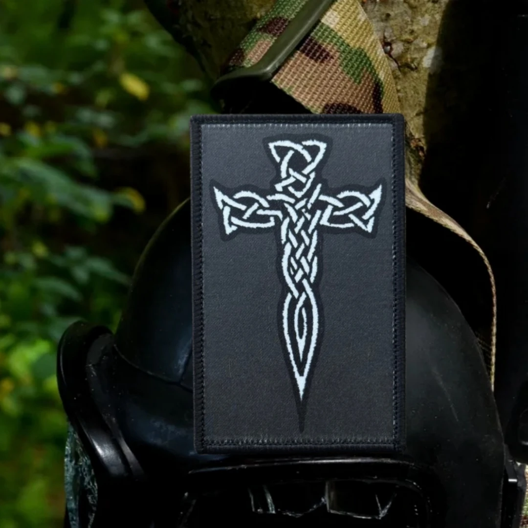 Parche táctico de moral bordado con cruz celtaica, parches de gancho y bucle cristianos blancos para equipo de ropa, pegatina - imagen 3