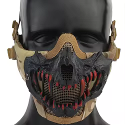 Equipo de Paintball, máscara táctica de media cara, diseño de doble capa, máscara de malla de acero de cara inferior, accesorios de fiesta de Cosplay para hombres
