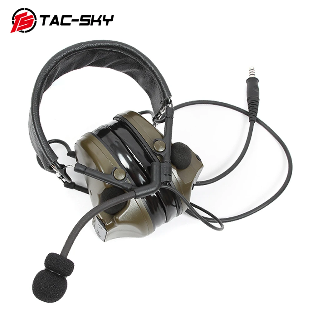 COMTAC-auriculares tácticos de TAC-SKY, diadema de cuero de vaca, captación con cancelación de ruido, Walkie Talkie - imagen 4