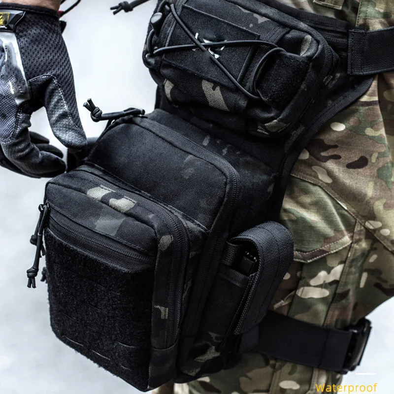 Bolsa táctica de cintura para hombre, bolsa de viaje de hombro Molle, 1000D, para montar al aire libre, acampar, Trekking, caza láser, pesca - imagen 3