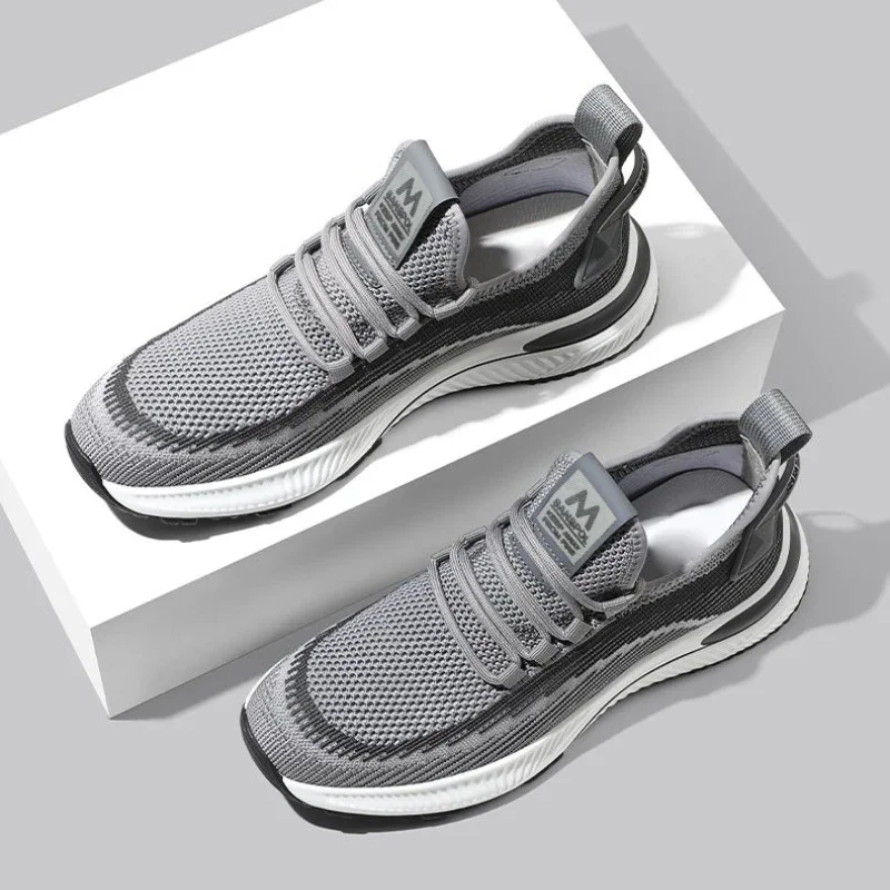 Zapatillas de deporte informales para hombre, zapatos deportivos transpirables con cordones, zapatos para correr de otoño para hombre, zapatos antideslizantes de suela suave y cómodos de malla para hombre - imagen 5