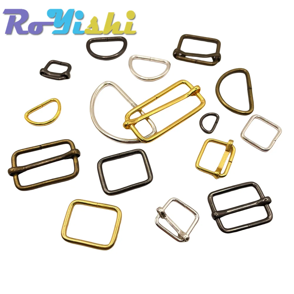10 unids/pack alambre formado Metal D-Ring rectángulo bucles Tri-Glide slider ajustador hebilla de correa de cinturón no soldada - imagen 3