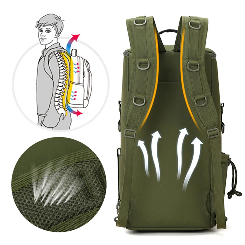 Mochila táctica de escalada de gran capacidad para senderismo, Camping, pesca, bolso de viaje al aire libre, bolso de hombro para viaje corto - imagen 5
