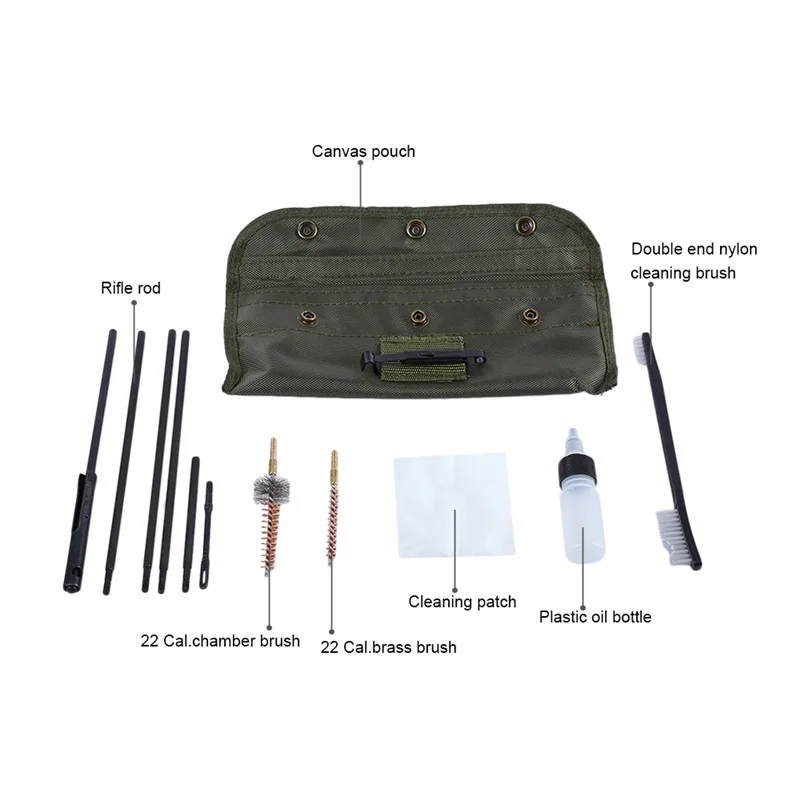 Kit de limpieza de pistola AR15 M16, alfombrilla para todos los Rifles de carabina Ruger 10/22.22.223.308, variantes Boresighter, cepillos tácticos para pistola - imagen 4