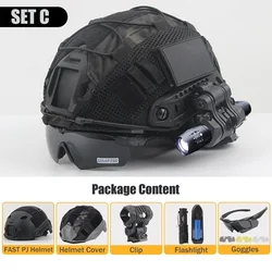 Casco táctico Airsoft PJ rápido con soporte PVS-14 y antorcha