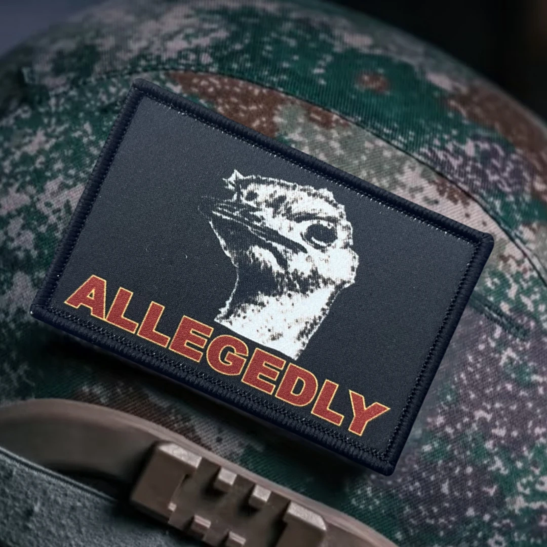 Allegedly-insignia de moral de Meme divertida de avestruz, emblema militar, brazalete táctico, parches de gancho y bucle para ropa, pegatinas para mochila - imagen 3