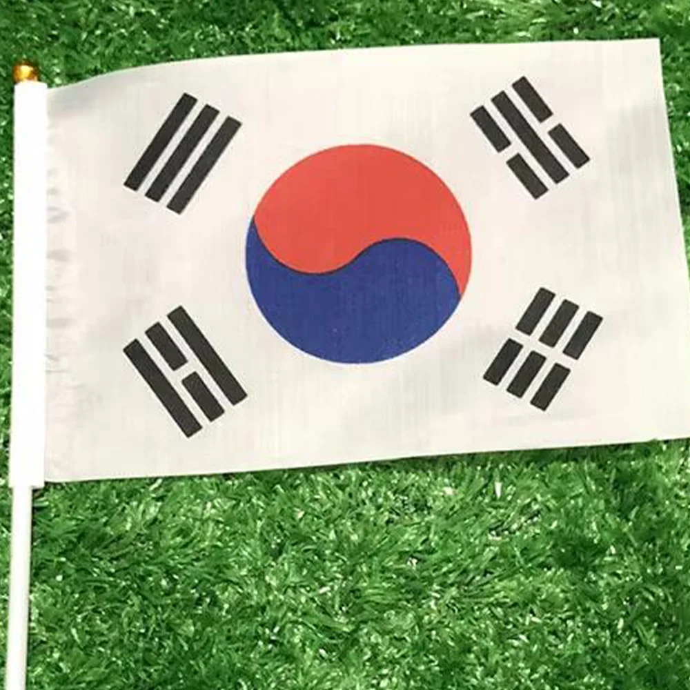 Bandera Corea del Sur de poliéster con asta de plástico
