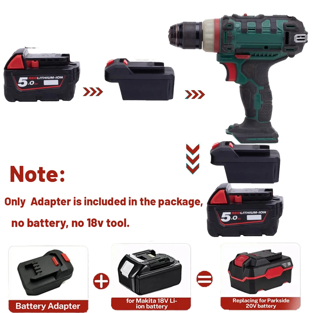 Convertir de batería para Makita/Bosch/Milwaukee 18V Li-ion a Lidl Parkside X20V herramientas eléctricas convertidor adaptador de batería - imagen 4