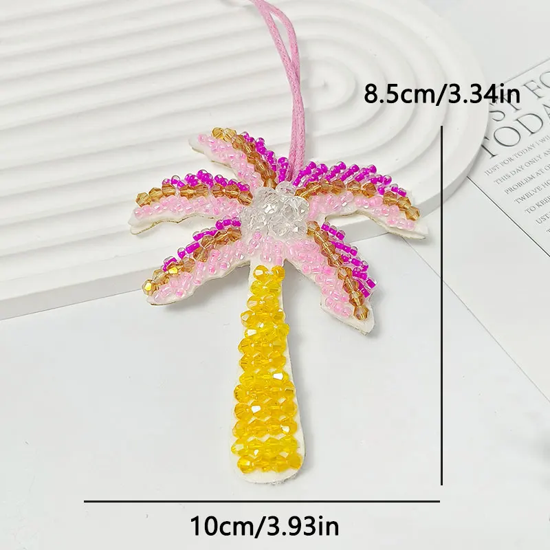 Parche con cuentas de árbol de coco, cuentas, bolsa de palmera, colgante, diamantes de imitación, colgante hecho a mano, joyería de Festival bohemio con cuerda - imagen 4