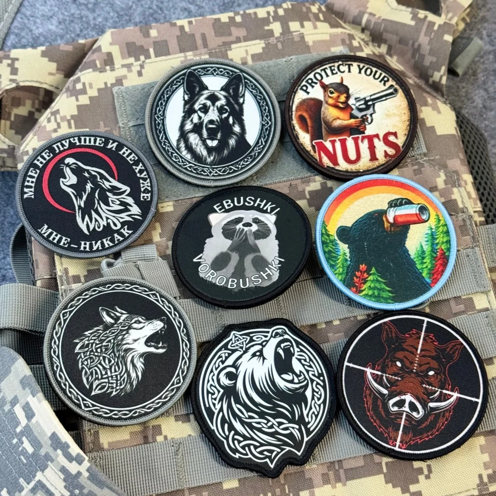 Parche táctico de lobo con velcro para mochila airsoft