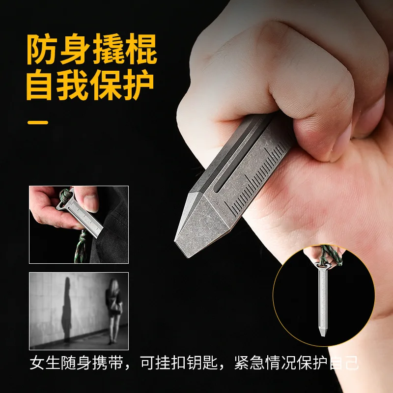 Adorno de mochila portátil con regla divisoria de escala multifuncional de aleación de titanio - imagen 3