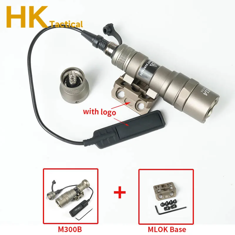 SureFi M300 M300B M600B M600 armas tácticas linterna Rifle AR15 luz LED Airsoft caza Scout antorcha con Base Mlok/20mm - imagen 3