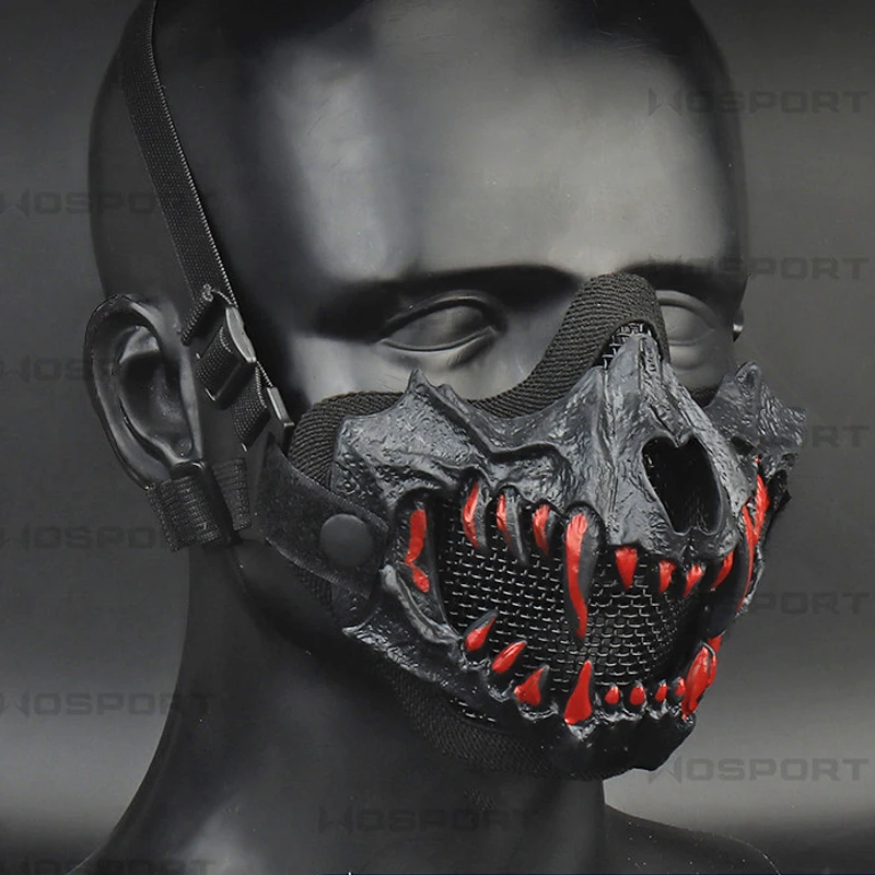 Airsoft Masks Adjustable Half Face Mask Steel Mesh Tactical Lower Face Mask for Hunting Paintball CS Shooting Motorcycle Cosplay - imagen 5