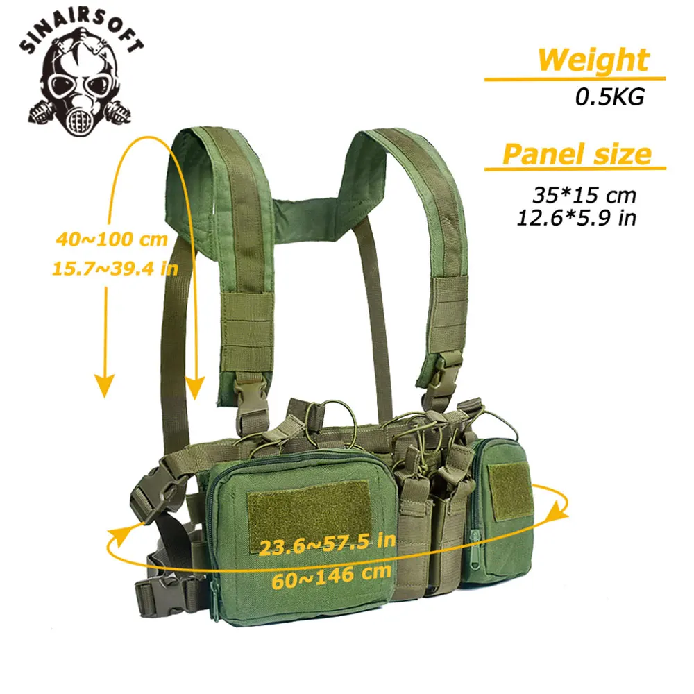 SINAIRSOFT CS Match Wargame TCM chaleco táctico Airsoft, bolsa militar, funda Molle 500D, nailon, Swat - imagen 2