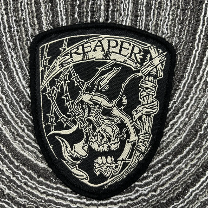 Reaper-Parche táctico Deathk, parches bordados de dedos de esqueleto, brazalete militar de gancho y bucle, insignia de moral de relámpago de calavera - imagen 2