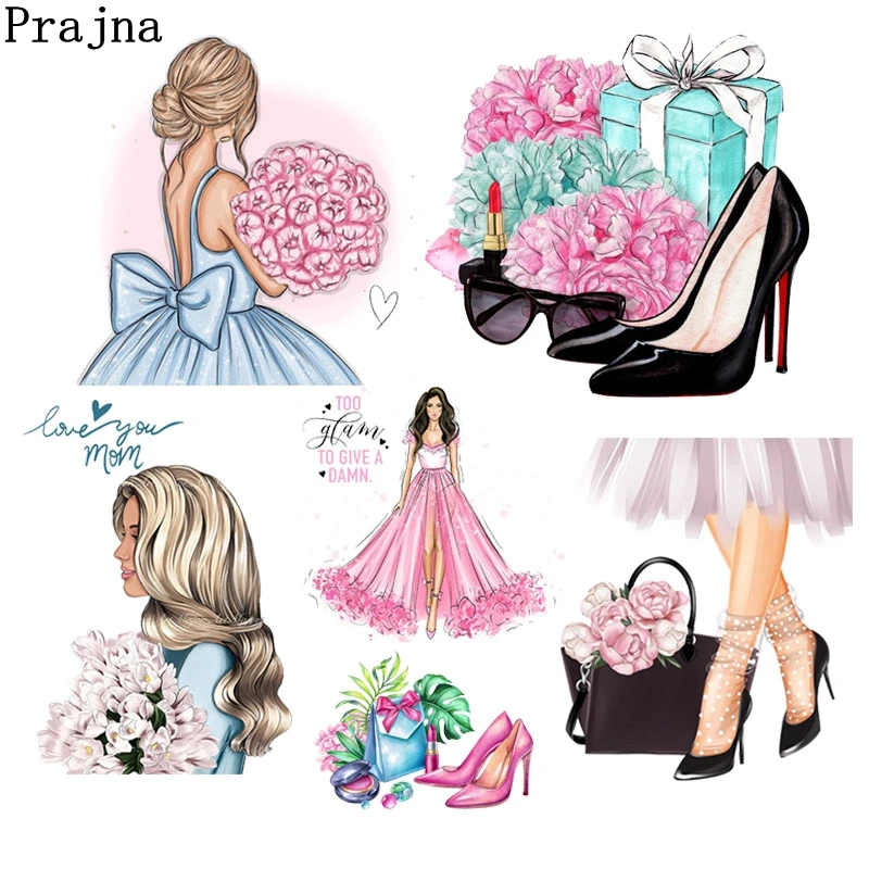 Parches de transferencia térmica de princesa para niña, parches de transferencia termoadhesiva de flores para ropa, pegatinas térmicas de Perfume DIY para ropa - imagen 2